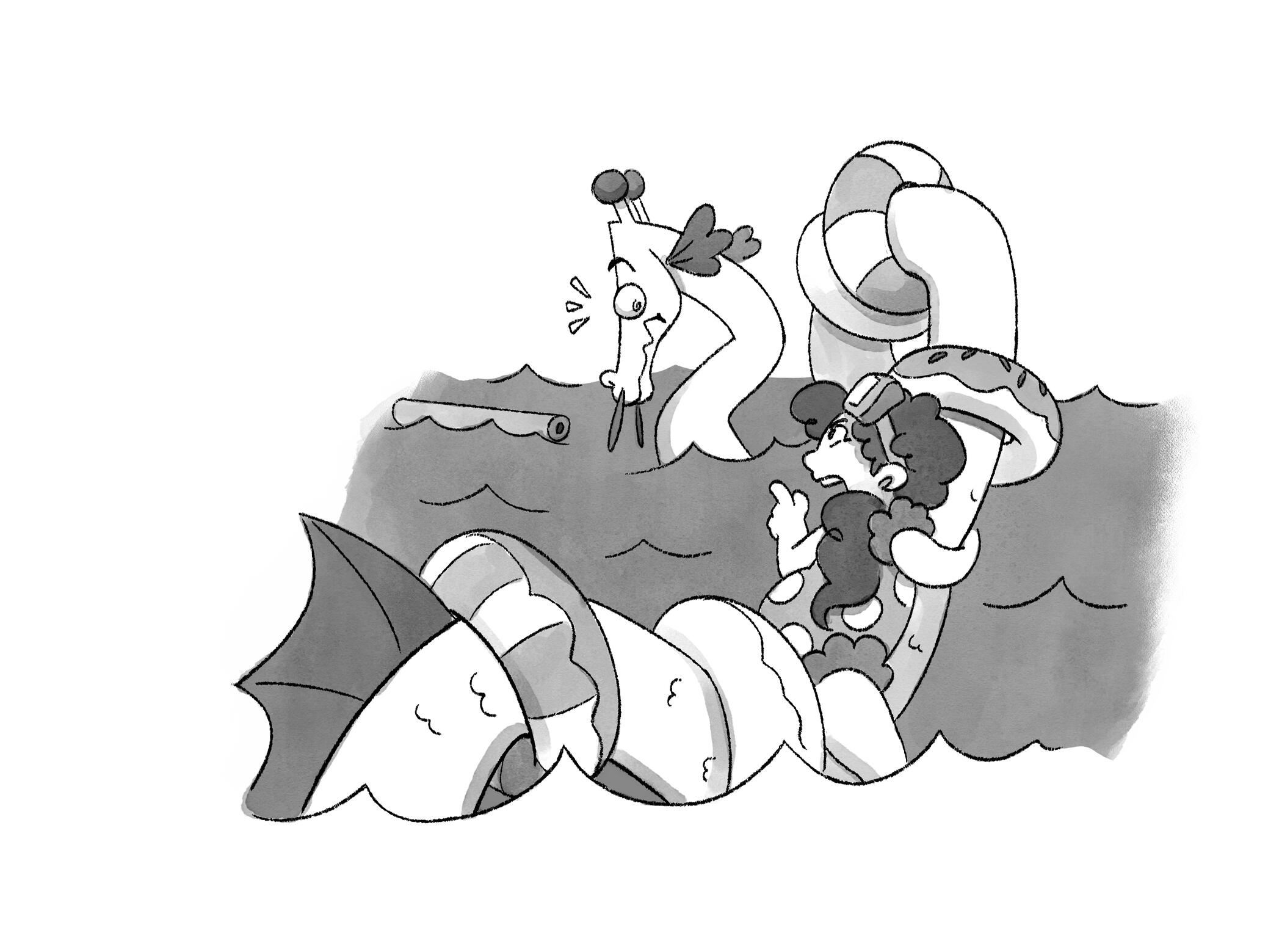 Floatie Thief Black and White 1